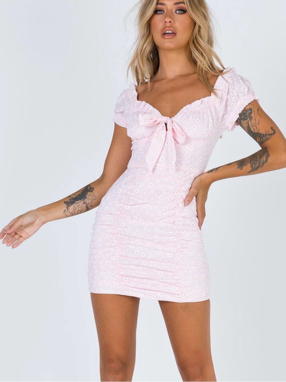 Princess Polly Daisy Back To Paris Mini Dress in Pink.